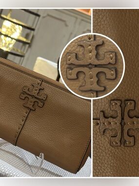 TORY BURCH McGraw Zip Continental Wallet #64521 in Tiramisu, EUC